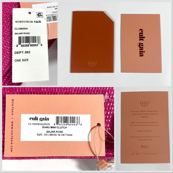 *SOLD* NWT Cult Gaia Banu Mini Fringe Clutch Qajar Rose - Picture 16 of 16